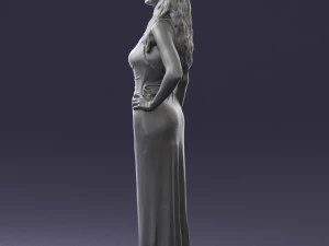 000564 Elegant Woman in Evening Dress Female Character 3d print ready 3D Print Model