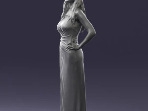 000564 Elegant Woman in Evening Dress Female Character 3d print ready 3D Print Model
