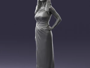 000564 Elegant Woman in Evening Dress Female Character 3d print ready 3D Print Model