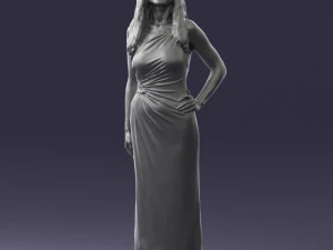000564 Elegant Woman in Evening Dress Female Character 3d print ready 3D Print Model
