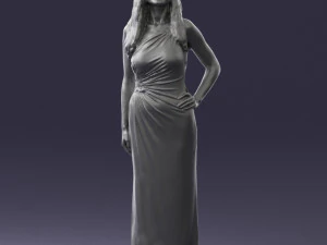 000564 Elegant Woman in Evening Dress Female Character 3d print ready 3D Print Model