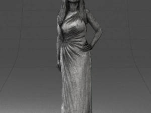 000564 Elegant Woman in Evening Dress Female Character 3d print ready 3D Print Model
