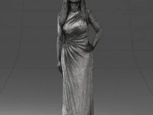 000564 Elegant Woman in Evening Dress Female Character 3d print ready 3D Print Model