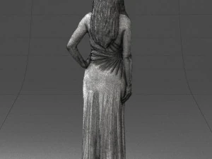 000564 Elegant Woman in Evening Dress Female Character 3d print ready 3D Print Model