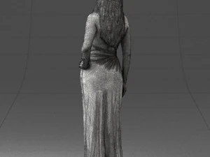 000564 Elegant Woman in Evening Dress Female Character 3d print ready 3D Print Model