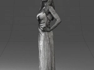 000564 Elegant Woman in Evening Dress Female Character 3d print ready 3D Print Model