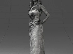 000564 Elegant Woman in Evening Dress Female Character 3d print ready 3D Print Model