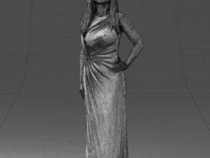 000564 Elegant Woman in Evening Dress Female Character 3d print ready 3D Print Model
