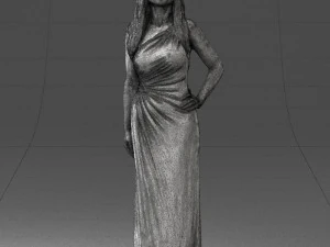 000564 Elegant Woman in Evening Dress Female Character 3d print ready 3D Print Model