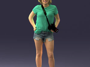 000565 Female Photographer with Camera Casual Woman Character 3D Model