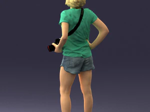 000565 Female Photographer with Camera Casual Woman Character 3D Model