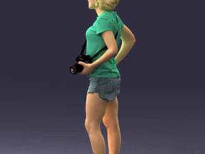 000565 Female Photographer with Camera Casual Woman Character 3D Model