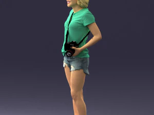 000565 Female Photographer with Camera Casual Woman Character 3D Model