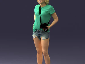 000565 Female Photographer with Camera Casual Woman Character 3D Model