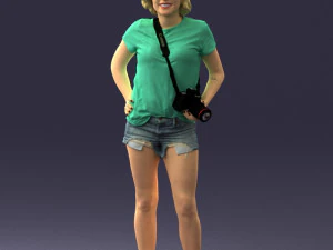000565 Female Photographer with Camera Casual Woman Character 3D Model