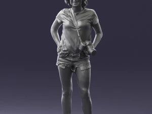 000565 Female Photographer with Camera Casual Woman Character 3D Model