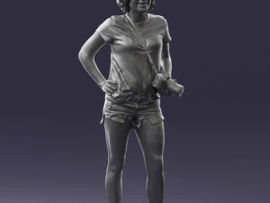000565 Female Photographer with Camera Casual Woman Character 3D Model