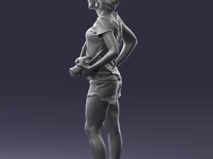 000565 Female Photographer with Camera Casual Woman Character 3D Model