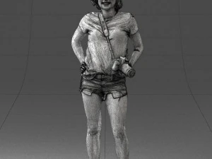 000565 Female Photographer with Camera Casual Woman Character 3D Model