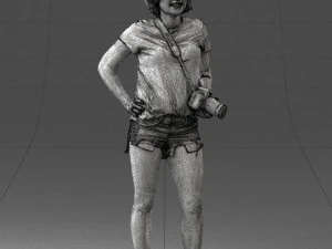 000565 Female Photographer with Camera Casual Woman Character 3D Model