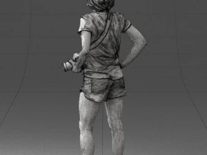 000565 Female Photographer with Camera Casual Woman Character 3D Model
