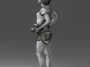 000565 Female Photographer with Camera Casual Woman Character 3D Model