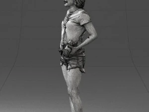 000565 Female Photographer with Camera Casual Woman Character 3D Model