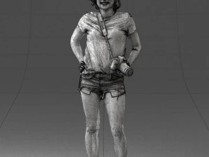 000565 Female Photographer with Camera Casual Woman Character 3D Model