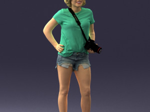 woman in green t-shirt 0229 Modèles 3D en vedette
