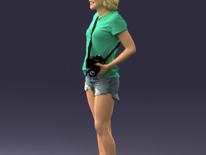 woman in green t-shirt 0229 Modèles 3D en vedette