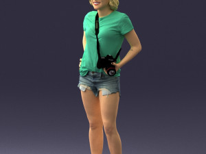 woman in green t-shirt 0229 Modèles 3D en vedette