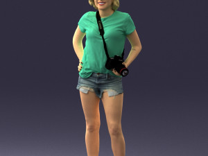 woman in green t-shirt 0229 Modèles 3D en vedette