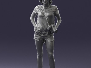 woman in green t-shirt 0229 Modèles 3D en vedette