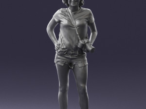 woman in green t-shirt 0229 Modèles 3D en vedette