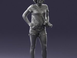 woman in green t-shirt 0229 Modèles 3D en vedette