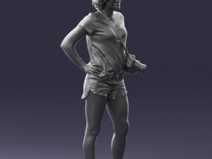 woman in green t-shirt 0229 Modèles 3D en vedette