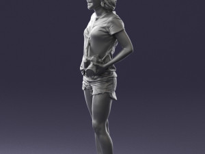 woman in green t-shirt 0229 Modèles 3D en vedette