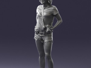 woman in green t-shirt 0229 Modèles 3D en vedette