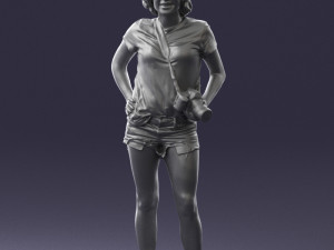 woman in green t-shirt 0229 Modèles 3D en vedette