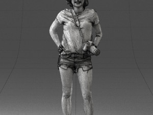 woman in green t-shirt 0229 Modèles 3D en vedette