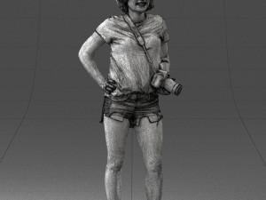 woman in green t-shirt 0229 Modèles 3D en vedette