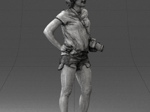 woman in green t-shirt 0229 Modèles 3D en vedette