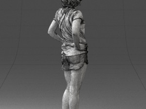 woman in green t-shirt 0229 Modèles 3D en vedette