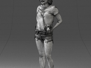 woman in green t-shirt 0229 Modèles 3D en vedette