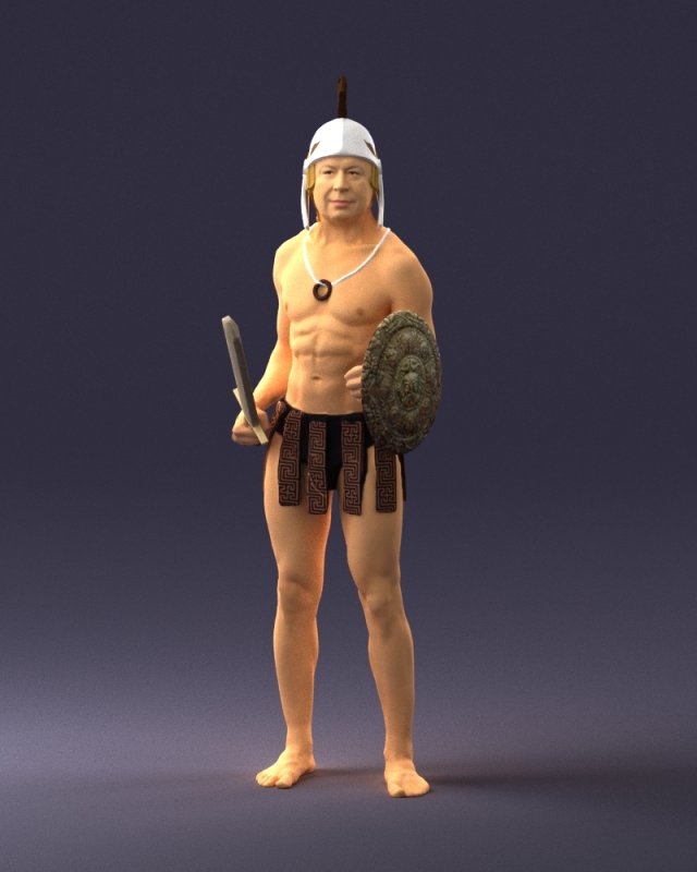 male gladiator 0230 3D Модель .c4d .max .obj .3ds .fbx .stl .blend 
