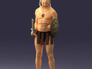 000566 Ancient Warrior with Sword and Shield Male Character 3d print ready 3D Print Model