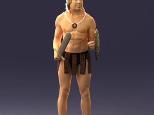 000566 Ancient Warrior with Sword and Shield Male Character 3d print ready 3D Print Model