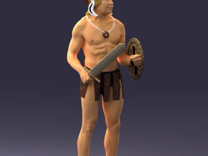 000566 Ancient Warrior with Sword and Shield Male Character 3d print ready 3D Print Model