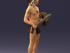000566 Ancient Warrior with Sword and Shield Male Character 3d print ready 3D Print Model