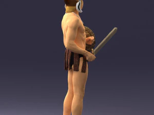 000566 Ancient Warrior with Sword and Shield Male Character 3d print ready 3D Print Model
